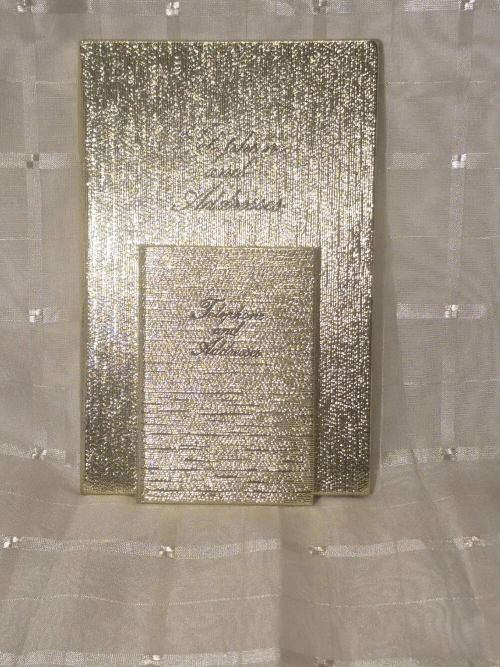 Vintage 2 Pack Telephone And Address Booklet Metallic Gold Design
